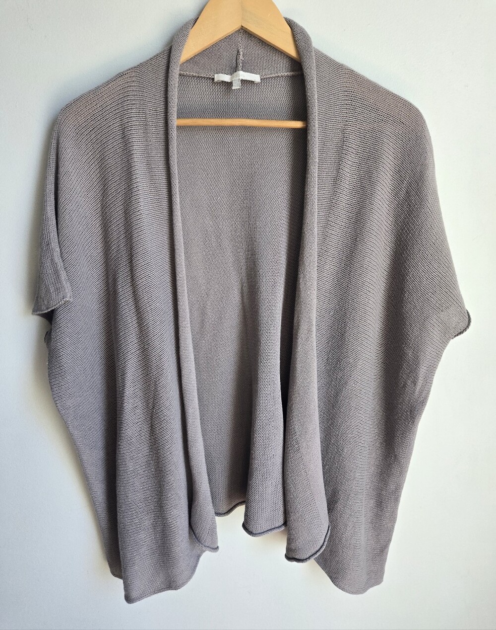 CASSIS Open-Front Gray Linen & Cotton Blend Sweater Cardigan